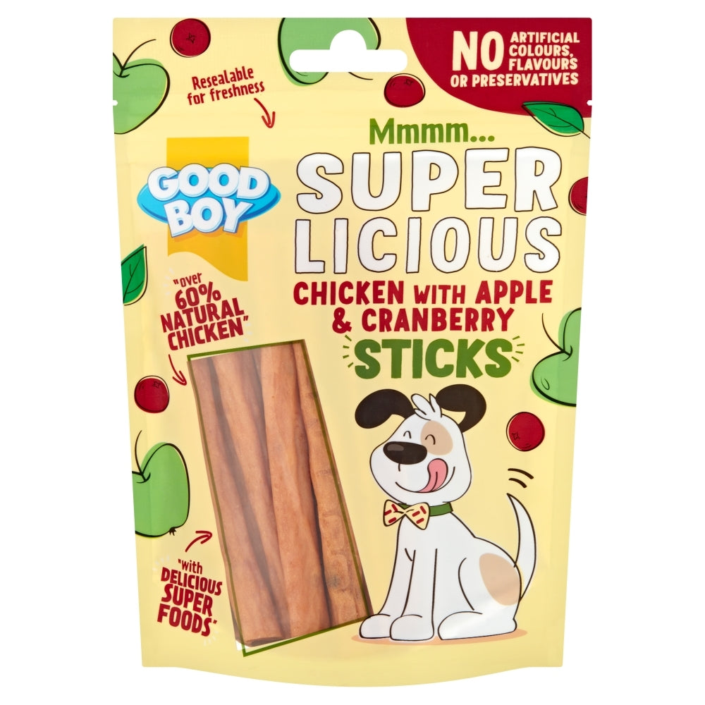 Good boy Super Licious Chicken with Apple & Cranberry Sticks 100g