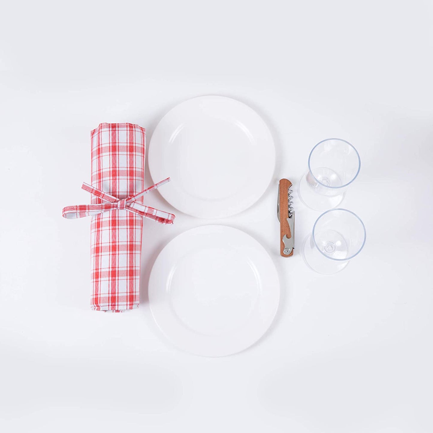 Piccadilly Picnic Basket - Romantic Picnic Basket for 2 with Picnic Set, (Red & White Plaid Pattern)