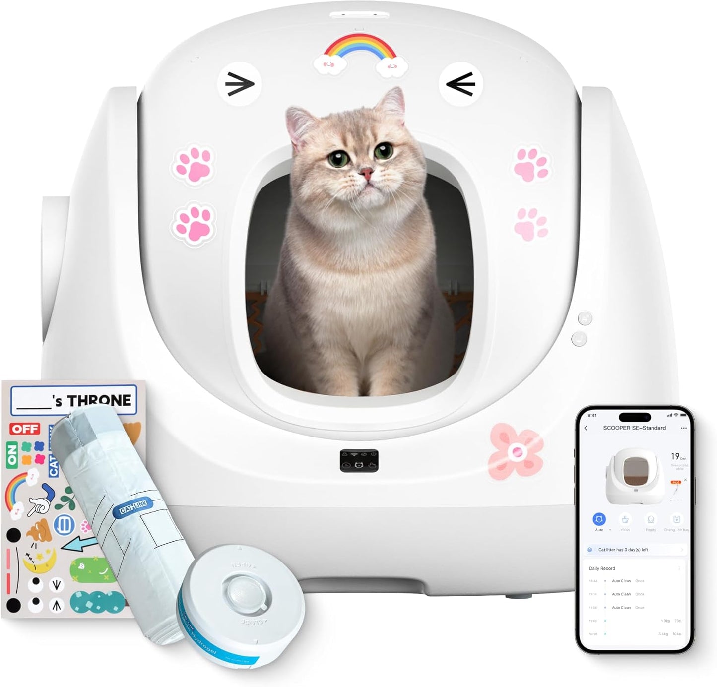 CATLINK Self Cleaning Litter Box, Pinch-free Safety Protection Automatic Litter Box